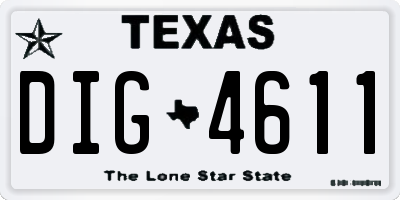 TX license plate DIG4611