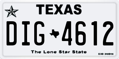 TX license plate DIG4612