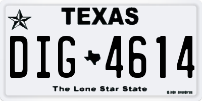 TX license plate DIG4614