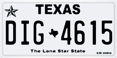 TX license plate DIG4615