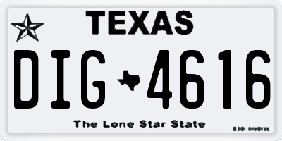 TX license plate DIG4616