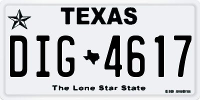 TX license plate DIG4617