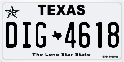 TX license plate DIG4618