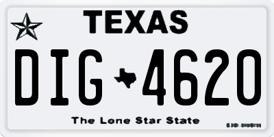 TX license plate DIG4620
