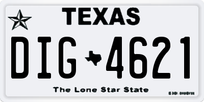 TX license plate DIG4621