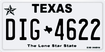 TX license plate DIG4622