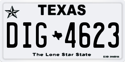 TX license plate DIG4623
