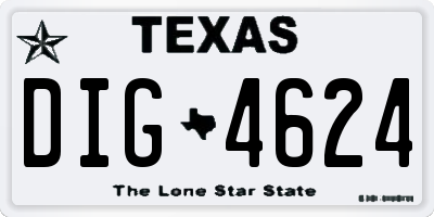 TX license plate DIG4624