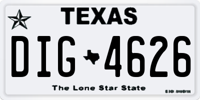 TX license plate DIG4626