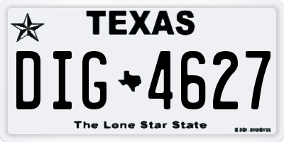 TX license plate DIG4627