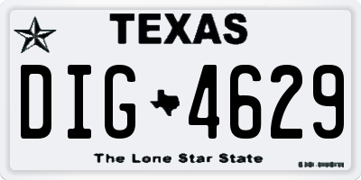 TX license plate DIG4629