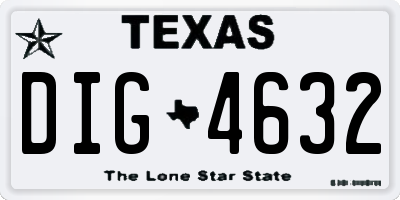 TX license plate DIG4632