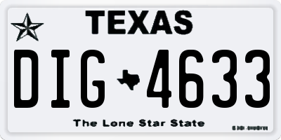TX license plate DIG4633