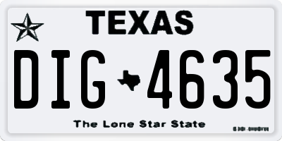TX license plate DIG4635