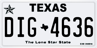 TX license plate DIG4636