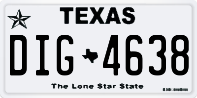 TX license plate DIG4638