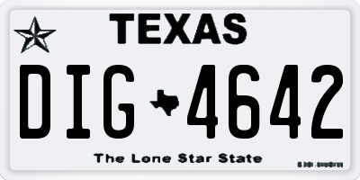 TX license plate DIG4642