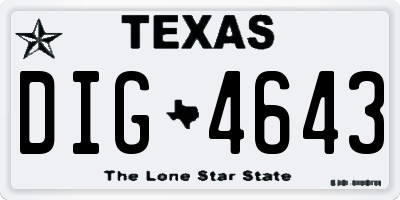 TX license plate DIG4643
