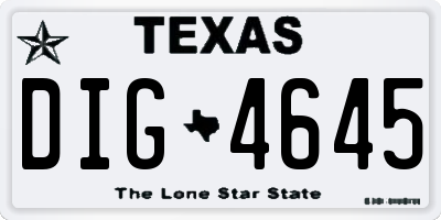 TX license plate DIG4645