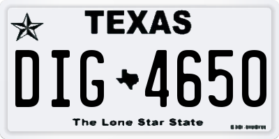 TX license plate DIG4650