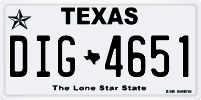 TX license plate DIG4651