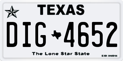 TX license plate DIG4652