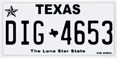 TX license plate DIG4653