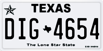 TX license plate DIG4654