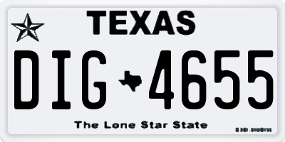TX license plate DIG4655