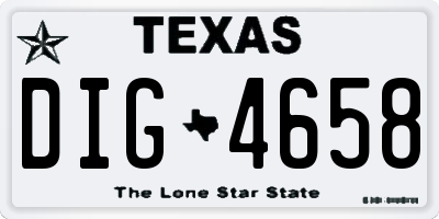 TX license plate DIG4658
