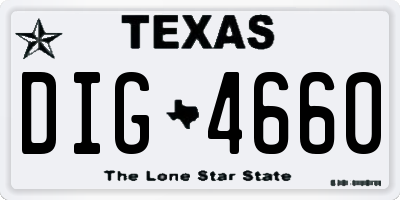 TX license plate DIG4660