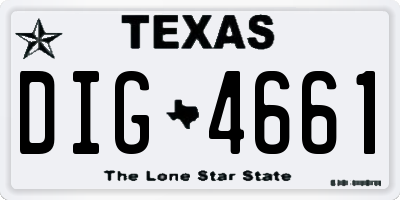 TX license plate DIG4661