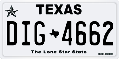 TX license plate DIG4662