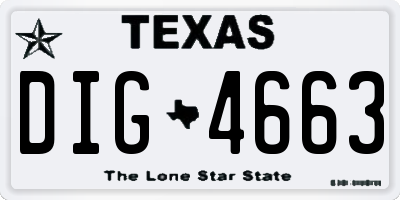 TX license plate DIG4663