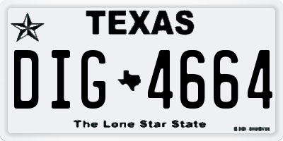 TX license plate DIG4664
