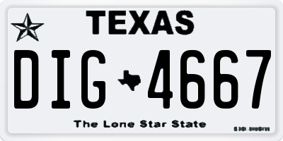TX license plate DIG4667