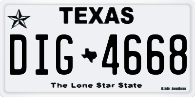 TX license plate DIG4668