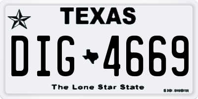 TX license plate DIG4669