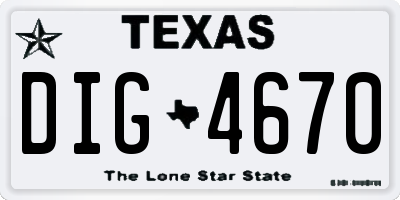 TX license plate DIG4670