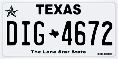TX license plate DIG4672