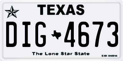 TX license plate DIG4673