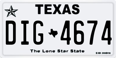 TX license plate DIG4674
