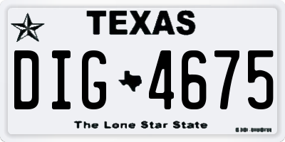 TX license plate DIG4675