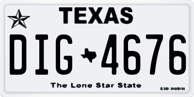 TX license plate DIG4676