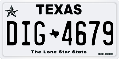 TX license plate DIG4679