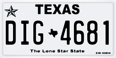 TX license plate DIG4681
