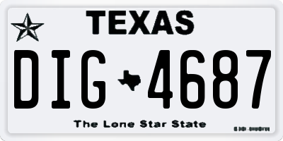 TX license plate DIG4687