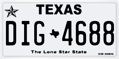 TX license plate DIG4688