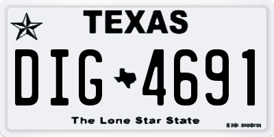 TX license plate DIG4691