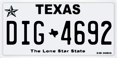 TX license plate DIG4692